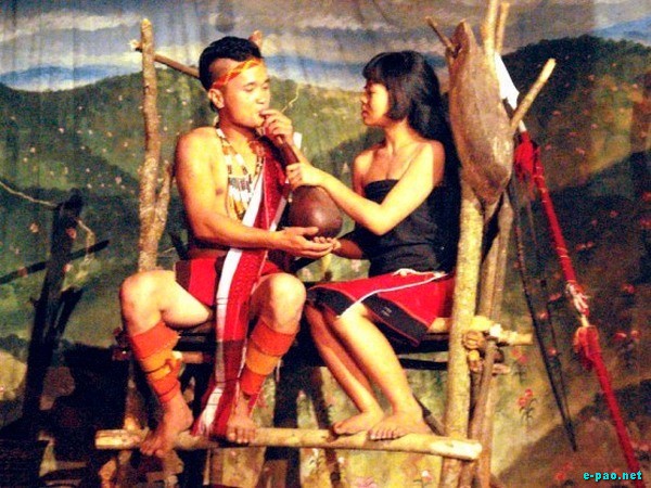 A scene of Asang Eina Aton, a Tangkhul folk play performed at Tongou village, Ukhrul sometime in the second week of June 2009