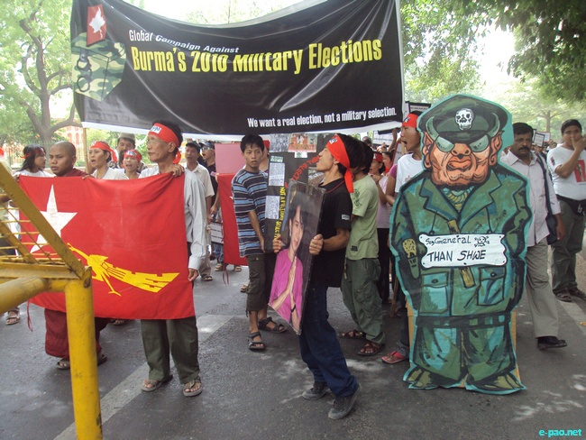 Burmese democracy activists held a demonstration and 