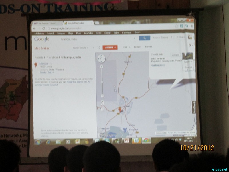 One Day Workshop cum Hands-on Training on Google Mapmaker for Mapping Manipur at Manipur University :: October 22 2012