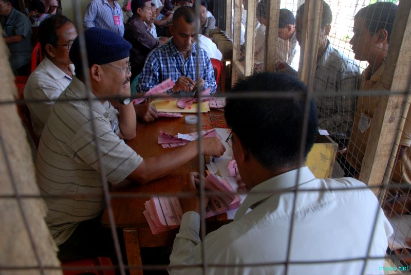 Vote counting in progress for the Fourth General Panchayat election, Manipur  on  17 Sep 2012