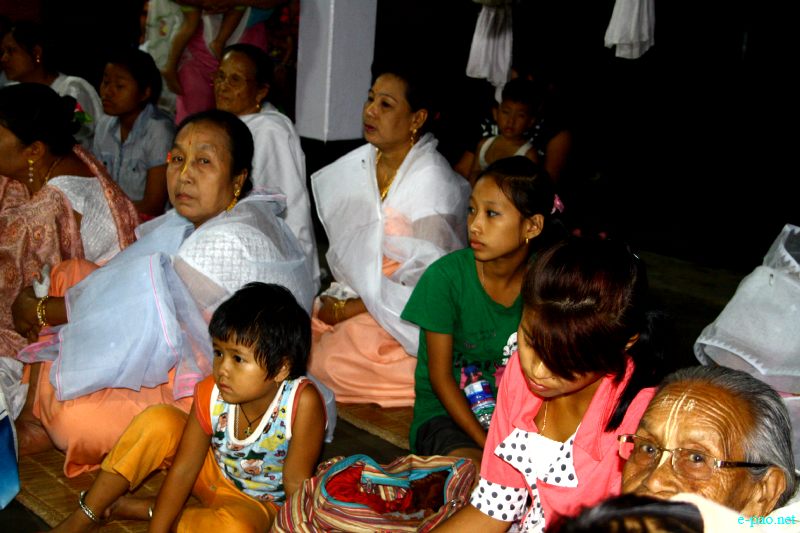 Devotees sing devotional songs at Mandop on occasion of Jhulon Festival at Khuyathong, Imphal :: August 02 2012