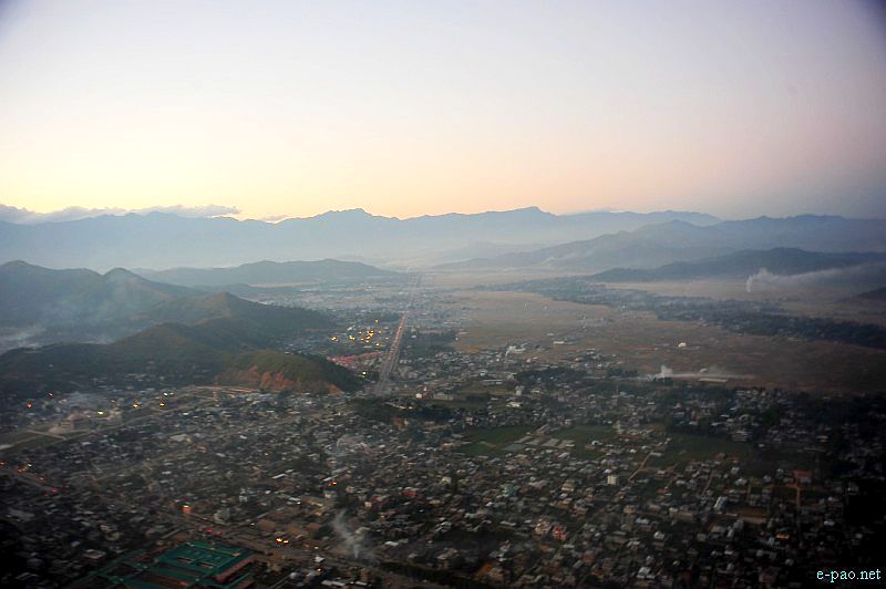An Aerial view of Imphal City (as seen in November 2012)