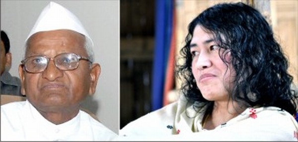 Two crusaders : Anna Hazare and Irom Sharmila