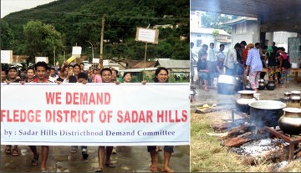 A rally staged at Saikul and relief camp for stranded passengers at Senapati