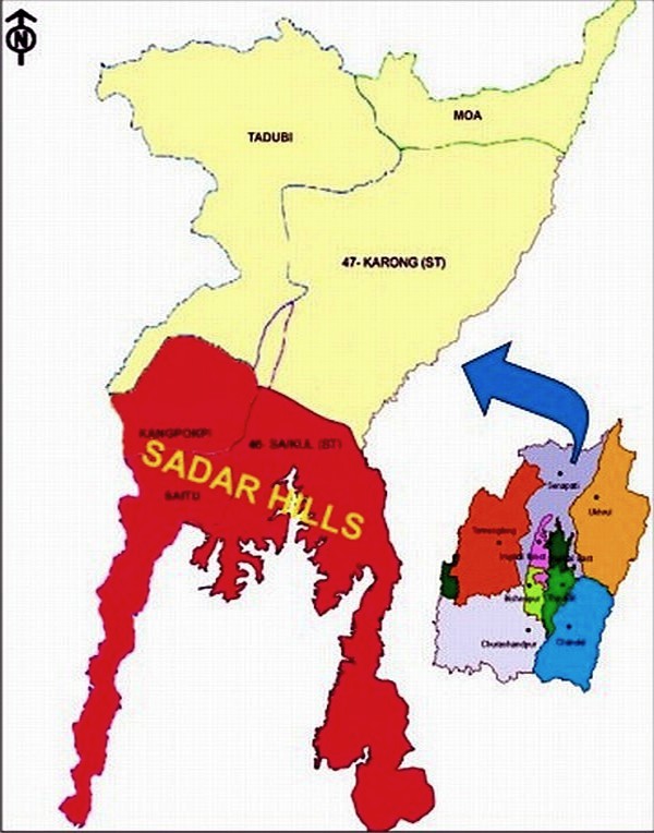 A map showing the boundary of Sadar Hills