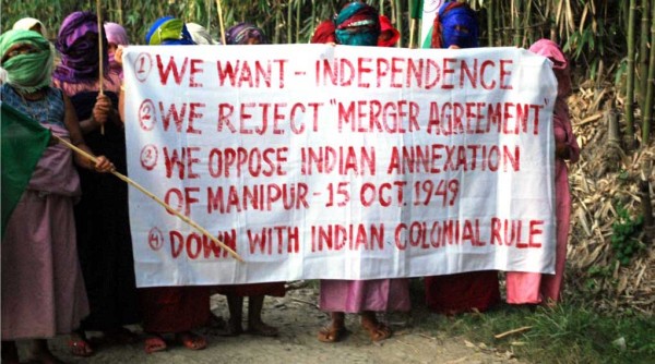 Womenfolk denouncing the Merger Agreement signed between India and the king of Manipur in 1949 :: October 15 2011