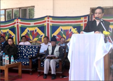 Ukhrul MLA Danny Shaiza addresses the meeting