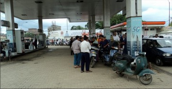 File picture of a queue at a petrol pump