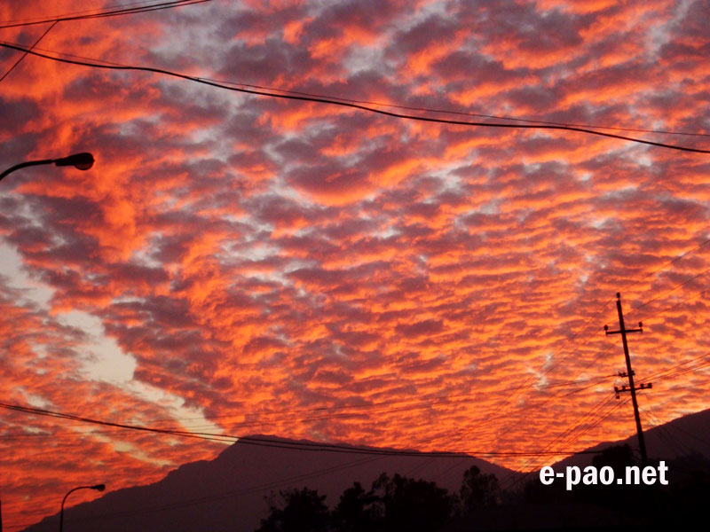 A beautiful fiery sky as seen at Kangpokpi