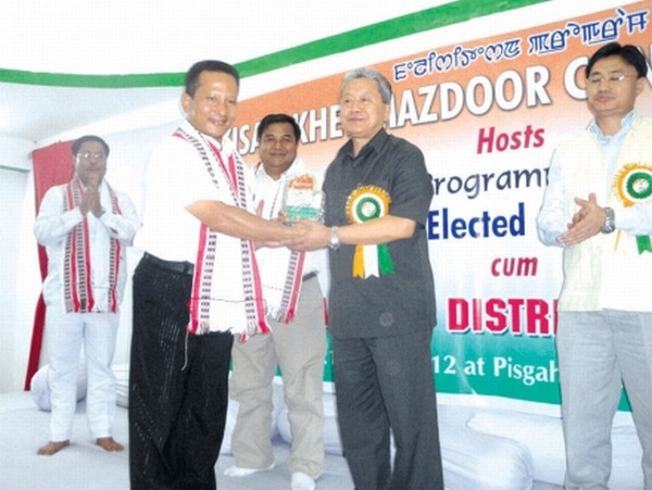 Minister Gaikhangam being felicitating at the function