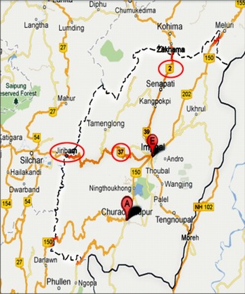 NH-2 and NH-37 that connects Jiribam to Imphal