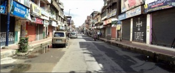 Shops remaining closed on account of the Bharat bandh at Paona Keithel