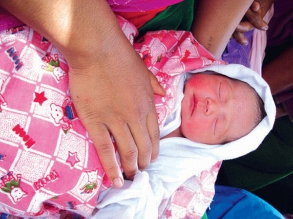 The newly born baby girl who survives her mother after a controversial CS operation at JNIMS