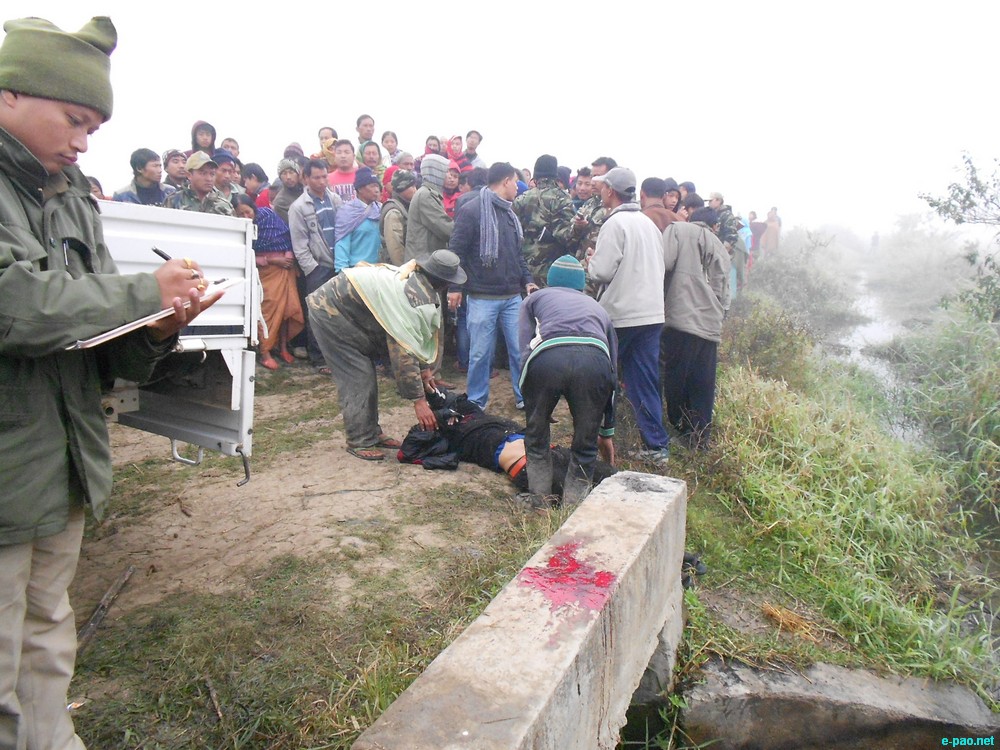 The body of Yanglem Naoba being recovered in Thoubal in first week of December