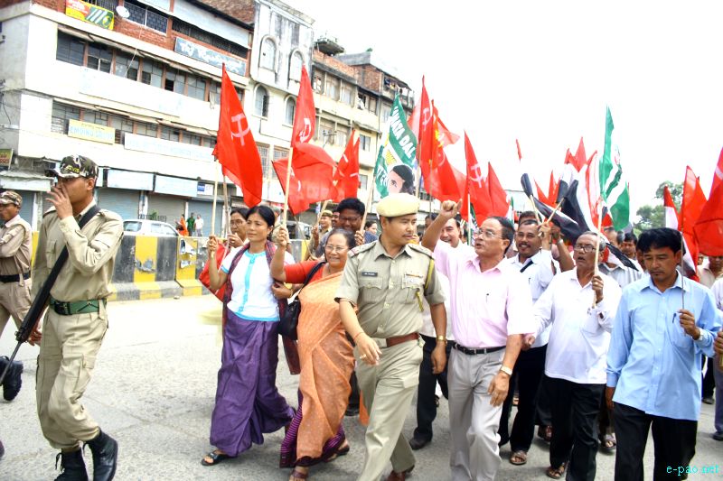 12-hour general strike at Imphal protesting against UPA government's decision on diesel price hike, FDI :: 20 September  2012