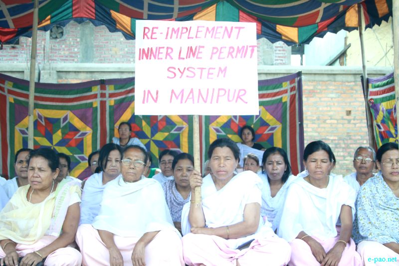 Sit-in-protest at New Checkon, Imphal demanding implementation of Inner Line Permit (ILP) :: 12 July 2012