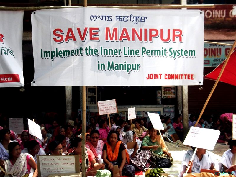 Sit-in-protest at Jiribam demanding implementation of Inner Line Permit (ILP) :: 11 July 2012