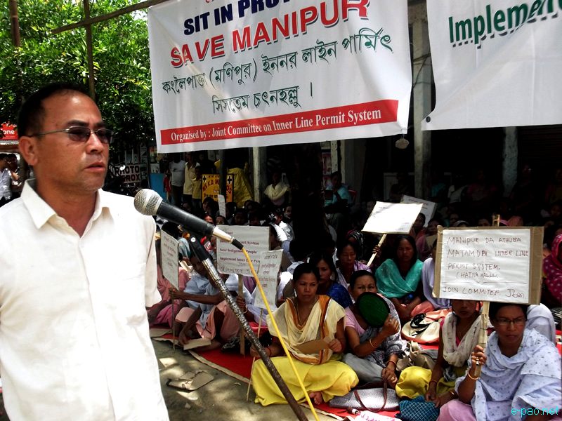 Sit-in-protest at Jiribam demanding implementation of Inner Line Permit (ILP) :: 11 July 2012