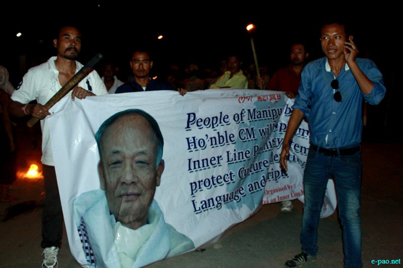 Torch Rally at Kwakeithel and Sagolband, Imphal demanding implementation of Inner Line Permit (ILP) :: 12 July 2012