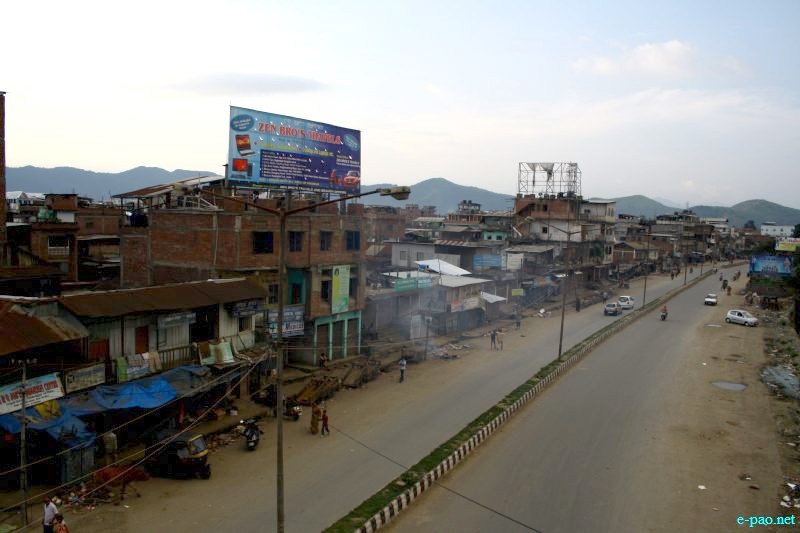 An empty road during a bandh in the heart of Imphal City in April 2012 