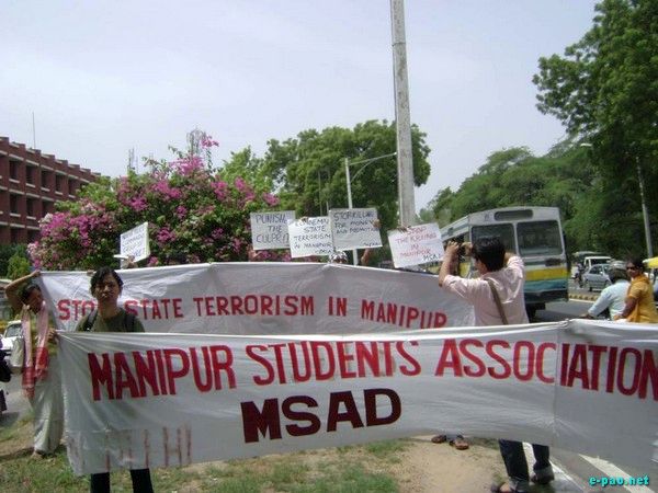 MSAD protest at Manipur Bhavan, Delhi on 