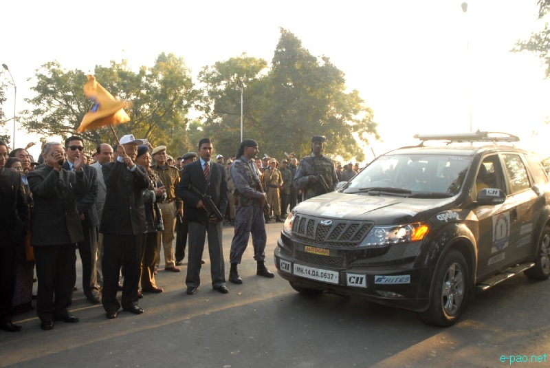 ASEAN-INDIA Car Rally 2012  passing through Imphal and Flagged-Off from Kangla by CM of Manipur :: 15 December, 2012