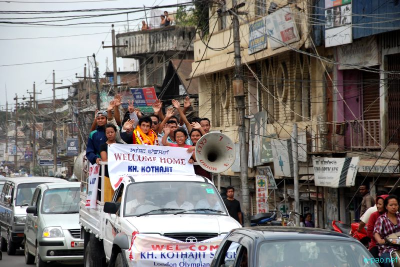 Khadangbam Kothajit - Hockey Player at the London Olympics being welcomed at Imphal :: August 22 2012