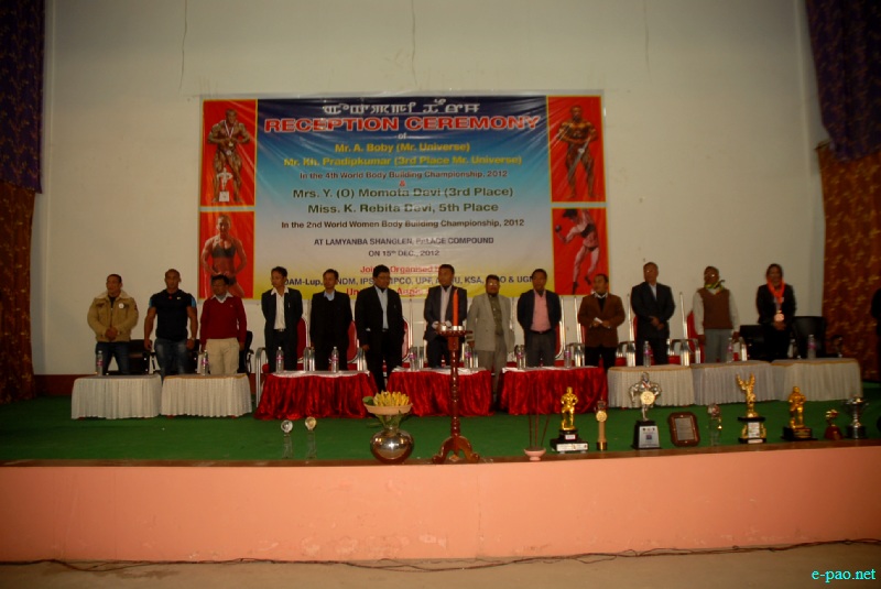 Winners at 4th World Body Building Championship 2012 given a Reception ceremony at Lamyanba Shanglen, Imphal :: Dec 15 2012