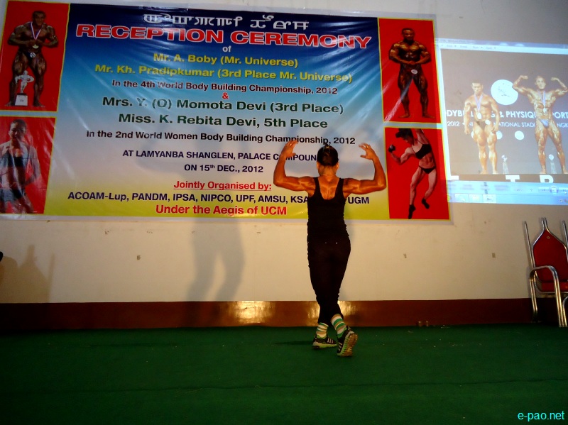 Winners at 4th World Body Building Championship 2012 given a Reception ceremony at Lamyanba Shanglen, Imphal :: Dec 15 2012
