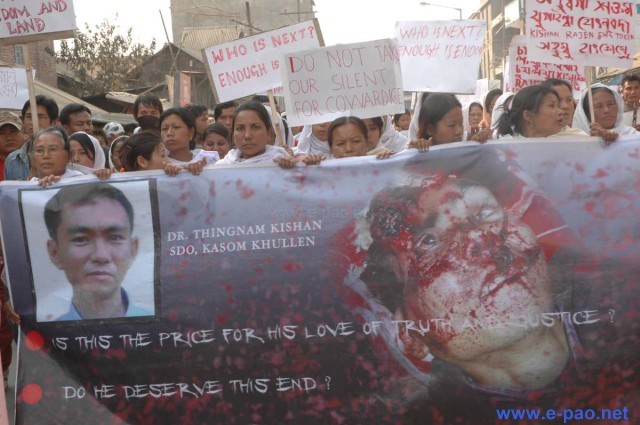Funeral Procession of Thingnam Kishan and two staff :: Feb 23 2009 <B>WARNING: contains images of dead people</B>