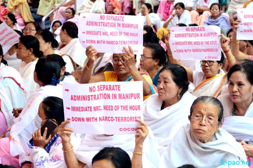 Sit-in-Protest by Kwairamband Keithel phambi at Ima Keithel under Cordinating Committee on Manipur Intigrity (COCOMI) :: 19th May 2023