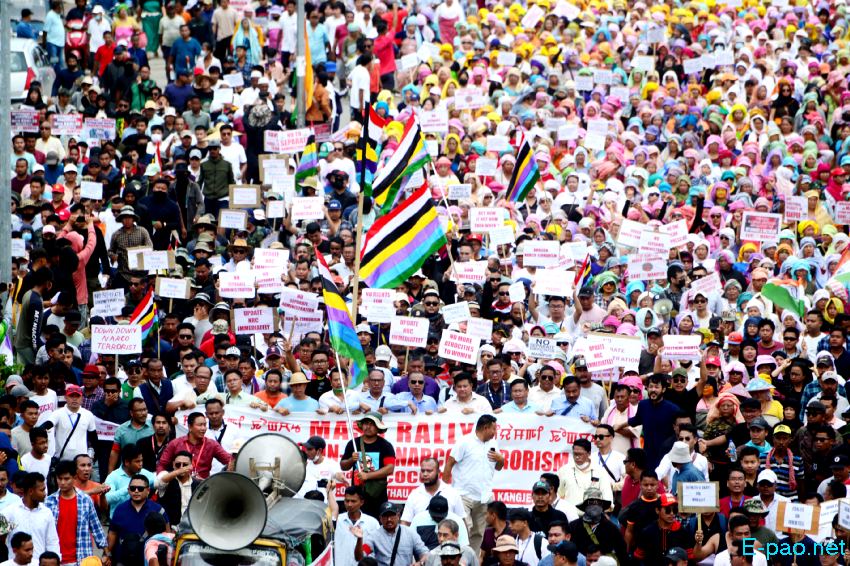 Mass Rally against Chin-Kuki Narco-Terrorism at THAU to Hapta Kangjeibung :: 29th July 2023