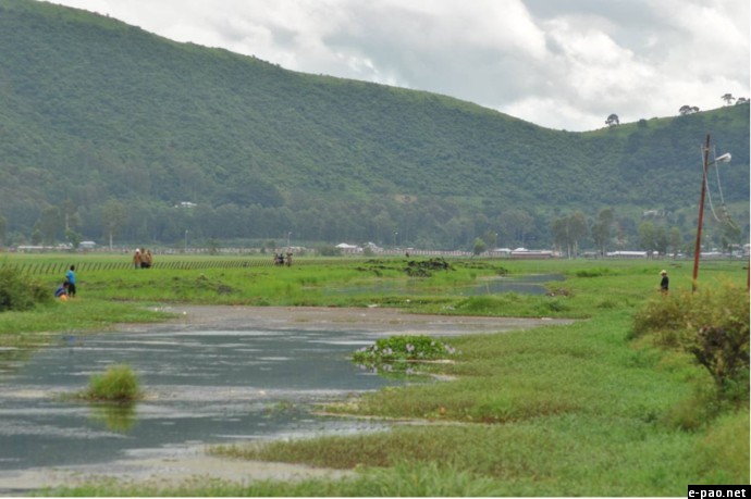  A scenic view of Lamphelpat, a wetland on the outskirt of Imphal City