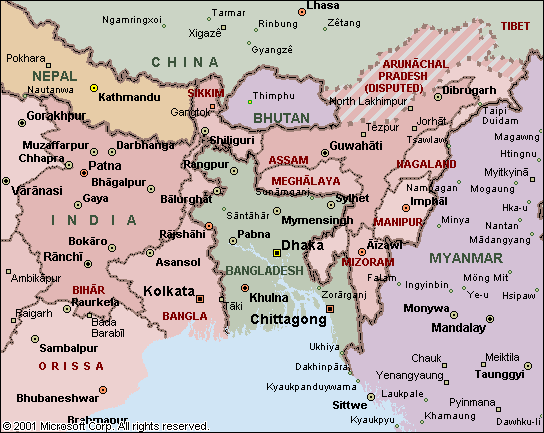 A Map of North East India
