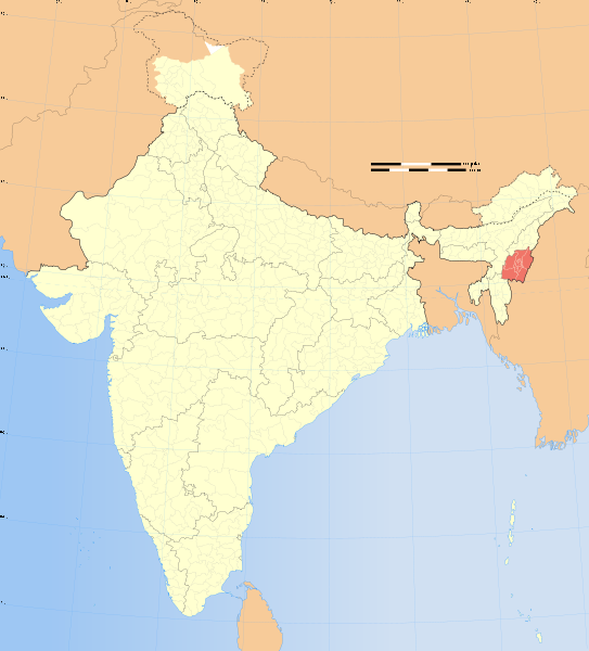 Map of Manipur with rest of India