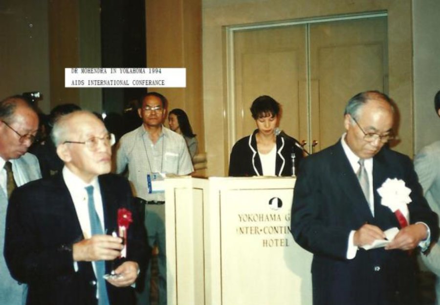  Author at World Conference on AIDS virus, Yokahoma, Japan 1993. Yokahoma is famous for Kirin Japanese beer. The whole factory had only 2 men. All automatic. 